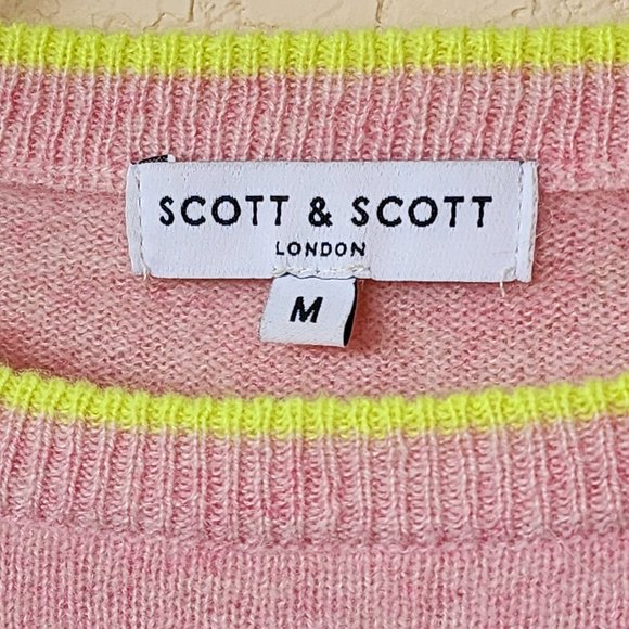 Scott & Scott London Womens Sweater Pink Trim Soft Ruffle 100% Cashmere Size M - Picture 11 of 12